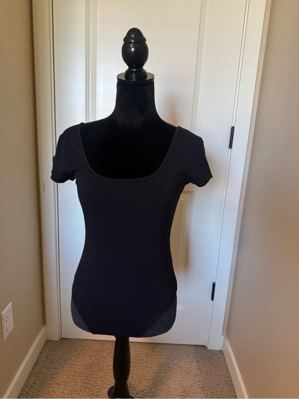 Black Scoop Neck Women's Tank Top Body Suit